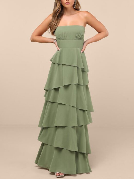 Lulus Dresses & Skirts - NWT Lulus Gorgeous Essence Sage Strapless Tiered Maxi Dress Green - Size 1X